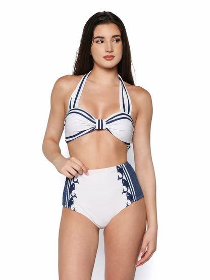 Set costum de baie cu pantaloni scurti, Marina