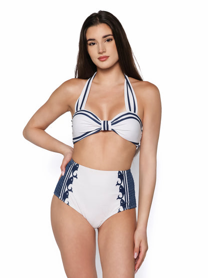 Set costum de baie cu pantaloni scurti, Marina