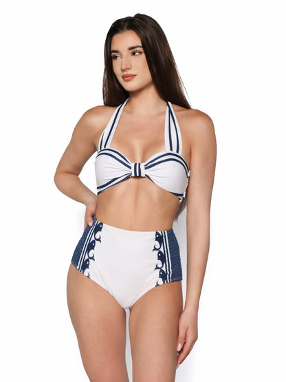 Set costum de baie cu pantaloni scurti, Marina