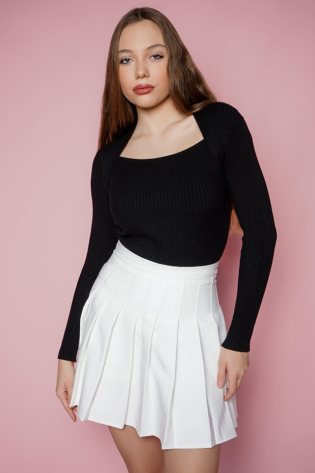 Fusta pantalon alba plisata