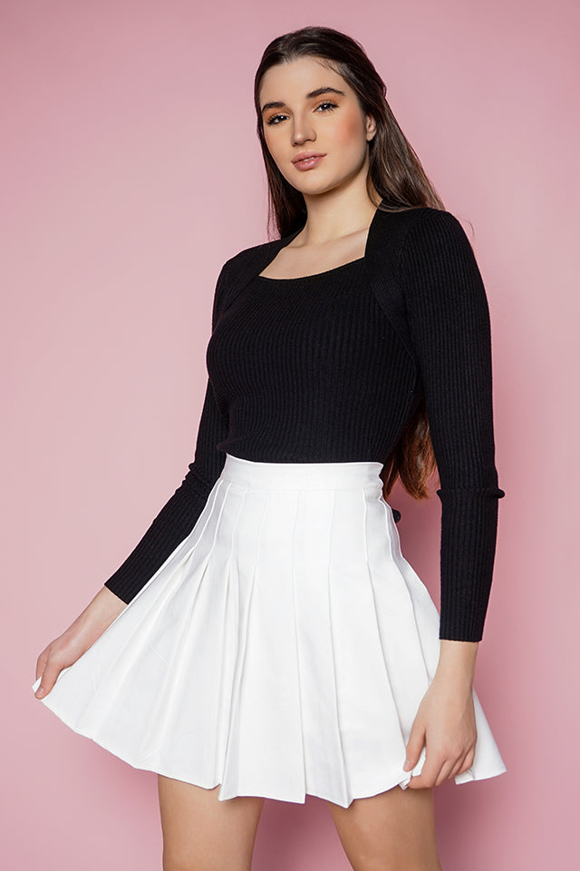 Fusta pantalon alba plisata