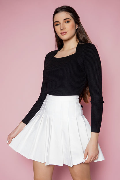 Fusta pantalon alba plisata