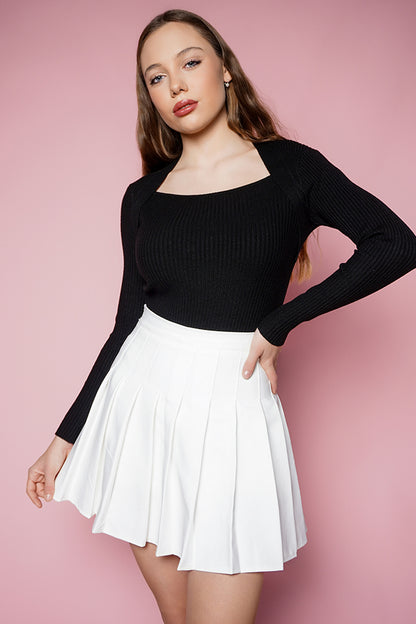 Fusta pantalon alba plisata