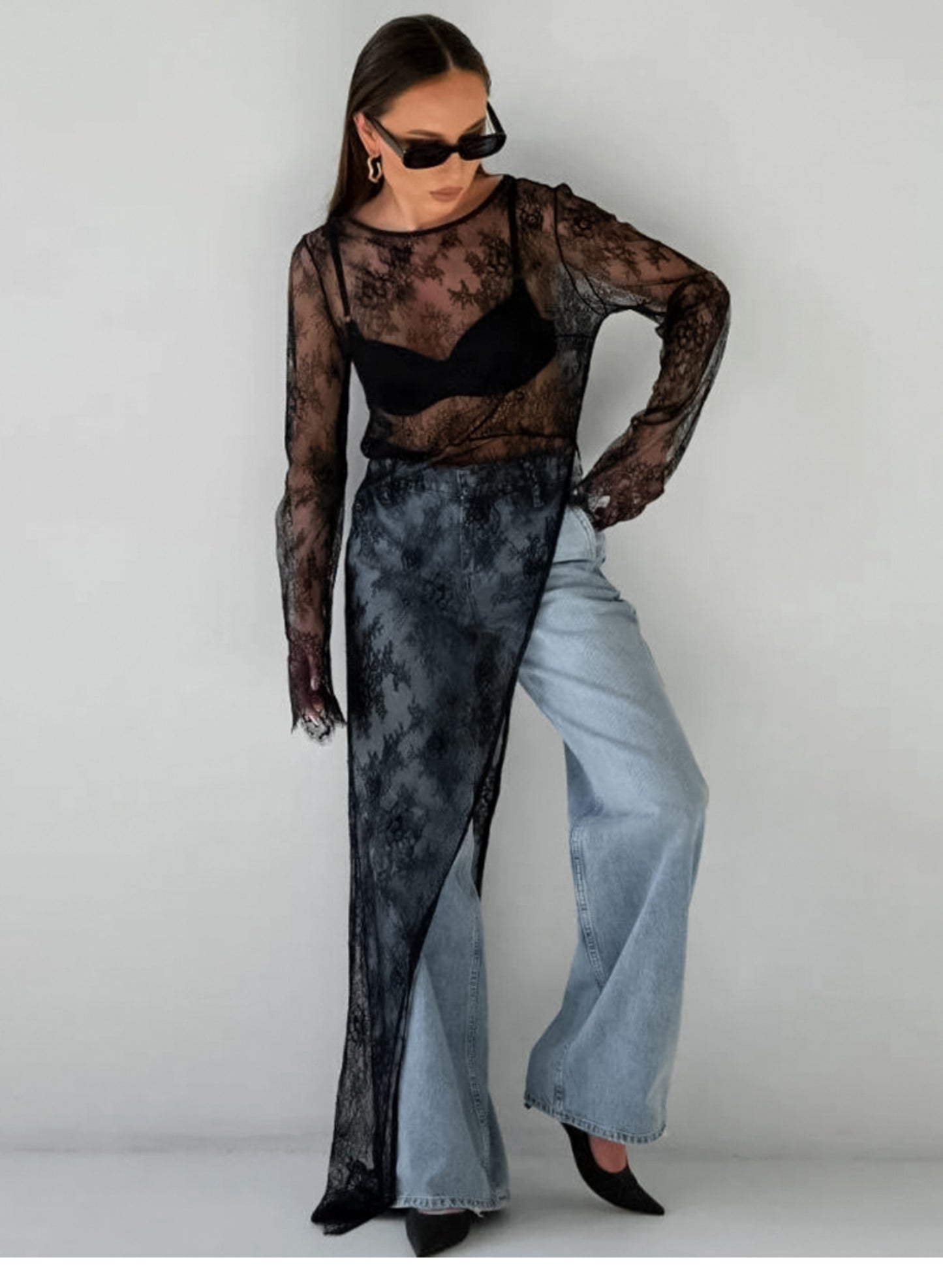 Bluza asimetrica din dantela fina, Paola