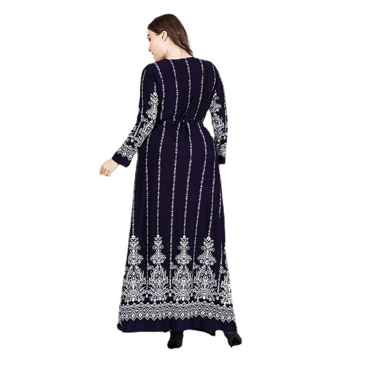 Rochie lunga din dantela neagra cu imprimeu floral si croiala ampla, Samira