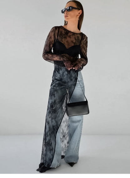 Bluza asimetrica din dantela fina, Paola