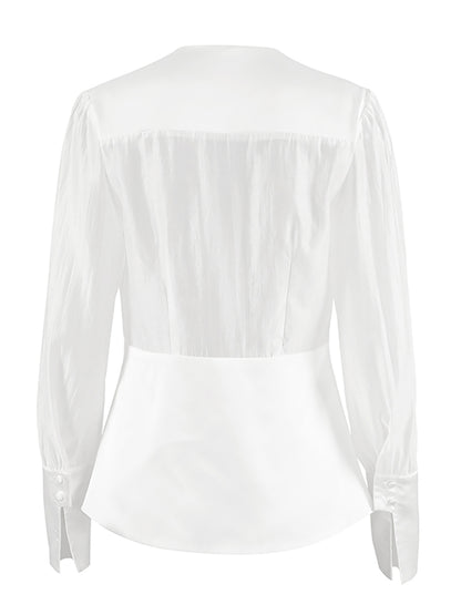 Camasa din voal transparent si satin, Perla