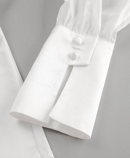 Camasa din voal transparent si satin, Perla