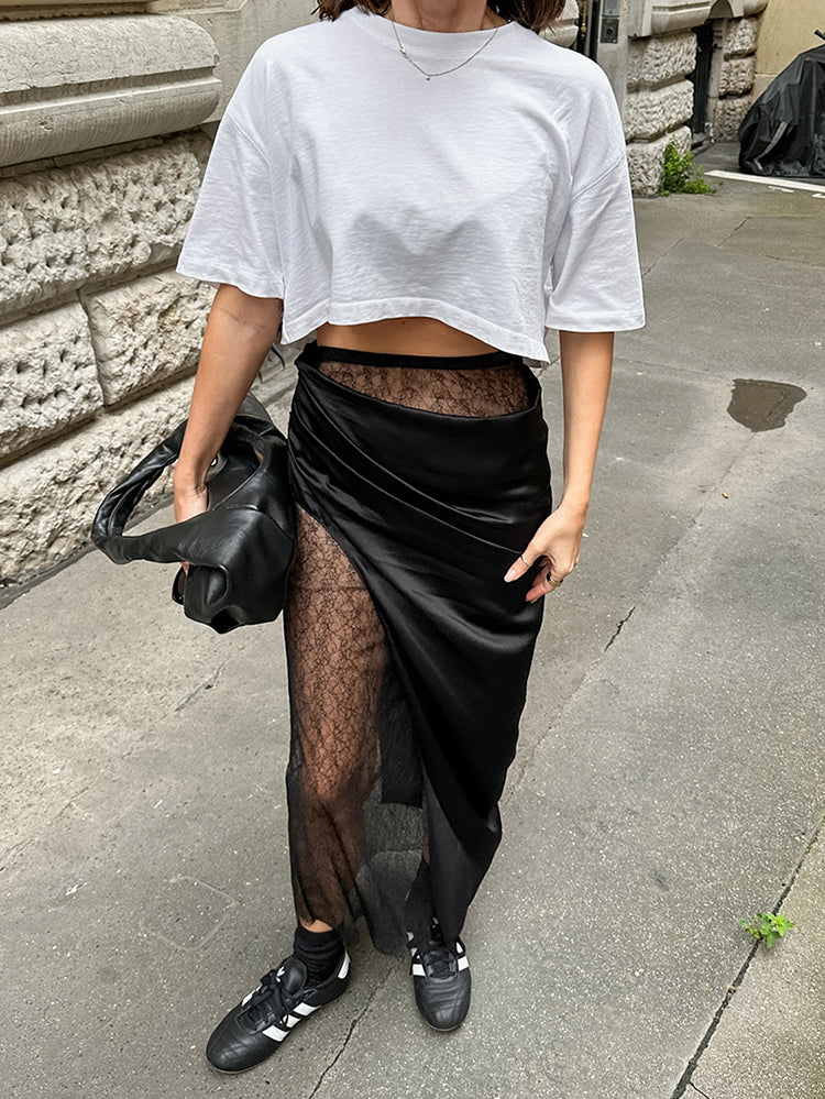 Fusta din satin si dantela, Kassandra