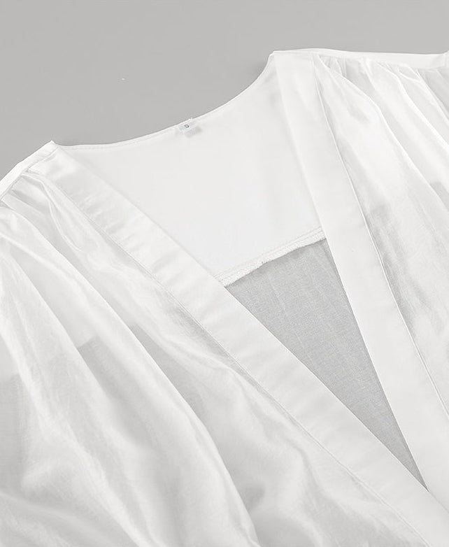 Camasa din voal transparent si satin, Perla