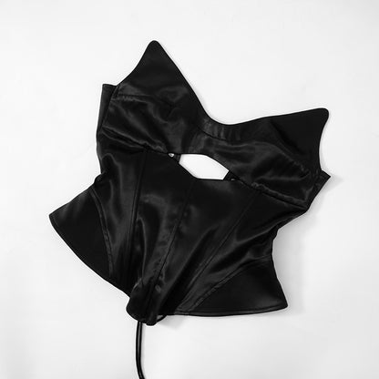 Top corset cu decolteu ascutit si talie conturata, Nisha