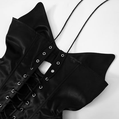 Top corset cu decolteu ascutit si talie conturata, Nisha