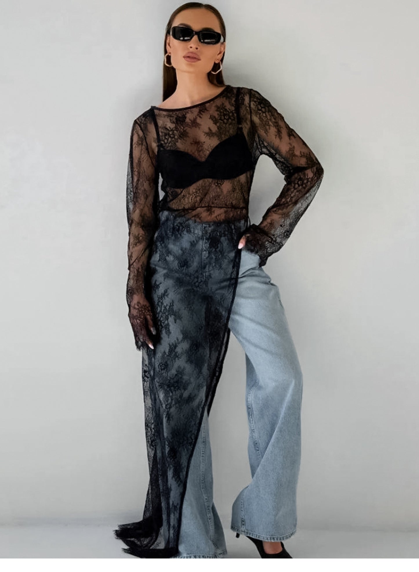 Bluza asimetrica din dantela fina, Paola