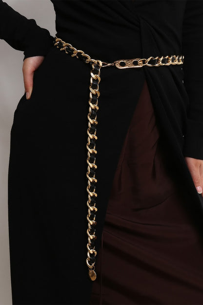 curea lant gros auriu cu piele neagra, have to have