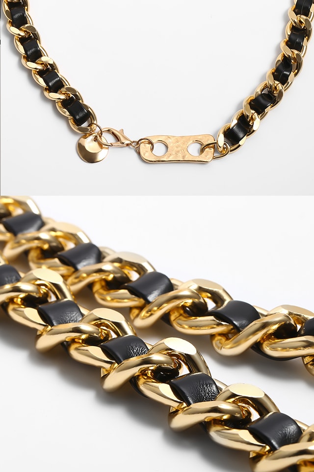 curea lant gros auriu cu piele neagra, have to have