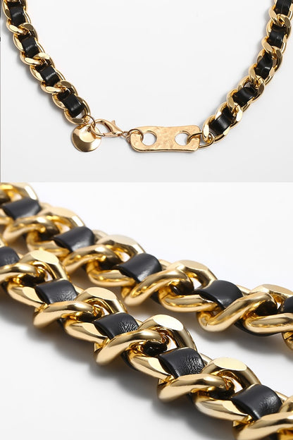 curea lant gros auriu cu piele neagra, have to have