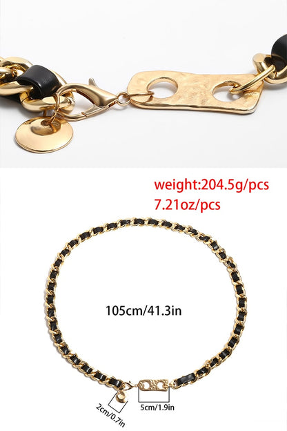 curea lant gros auriu cu piele neagra, have to have